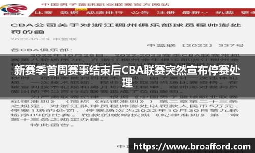 新赛季首周赛事结束后CBA联赛突然宣布停赛处理